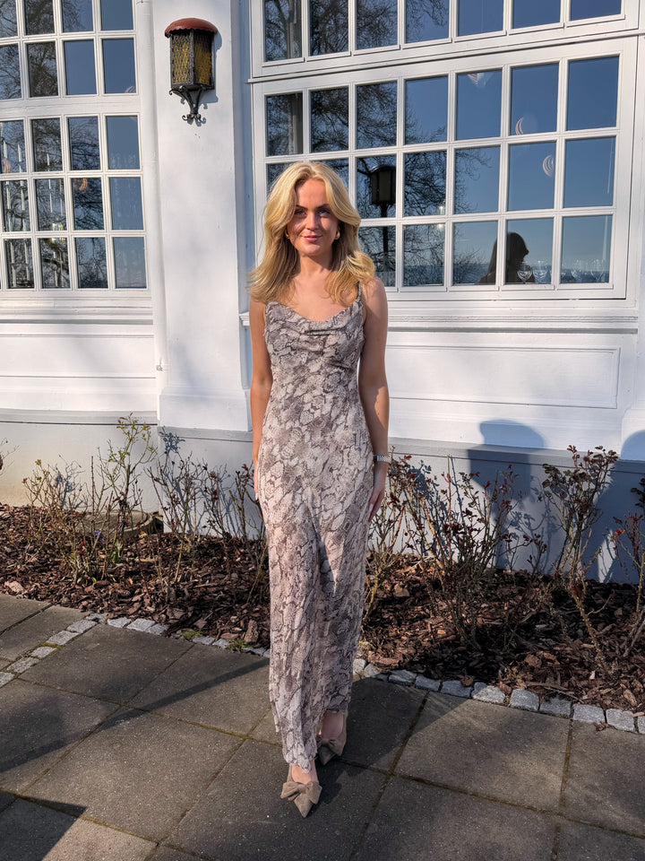 Cindy Maxi Dress - Beige Snake