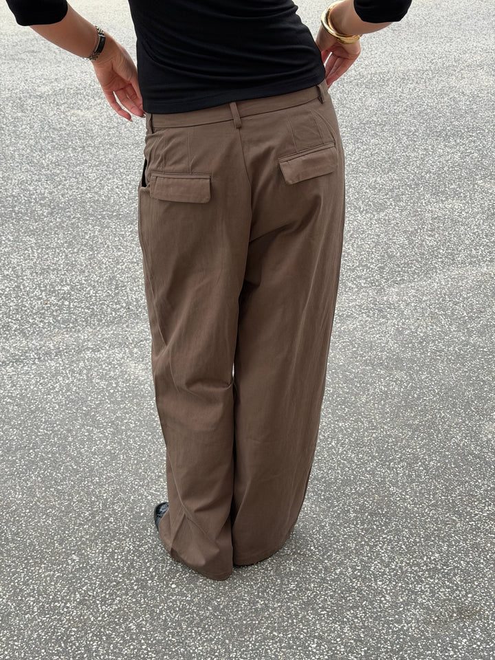 Nora Cotton Twill Pants - Truffle Brown