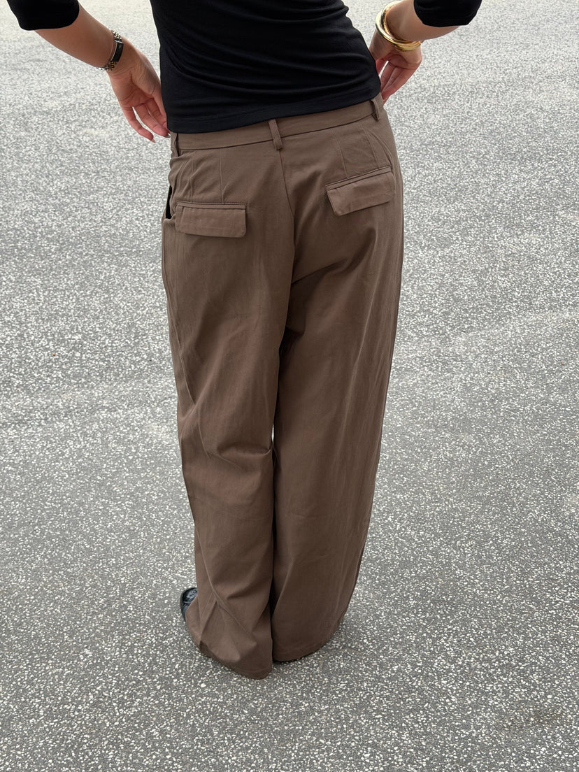 Nora Cotton Twill Pants - Truffle Brown