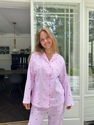 Liva Shirt - Pink Striped Hearts