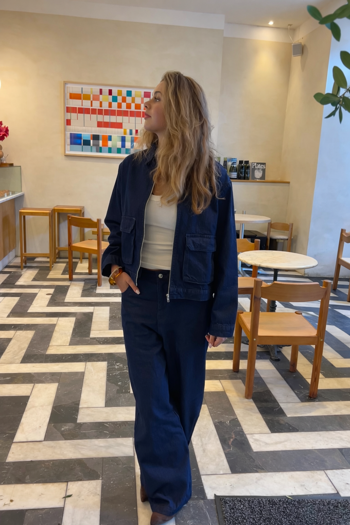 Alberte Workwear Denim Jacket - Dark Blue