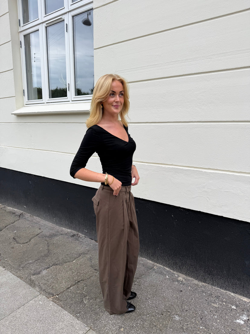 Nora Cotton Twill Pants - Truffle Brown