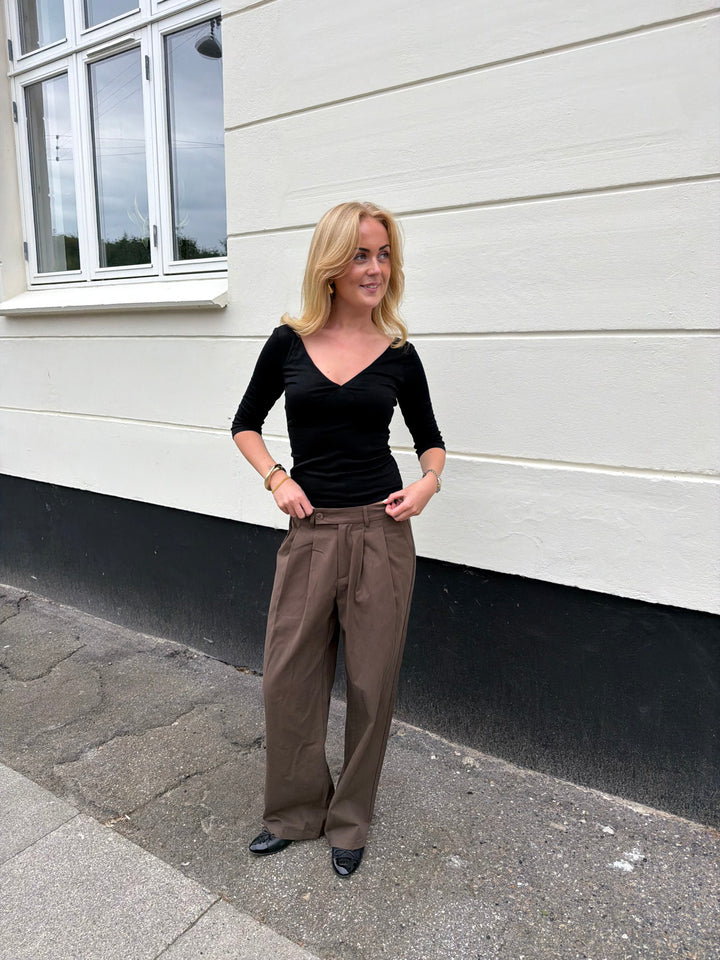 Nora Cotton Twill Pants - Truffle Brown