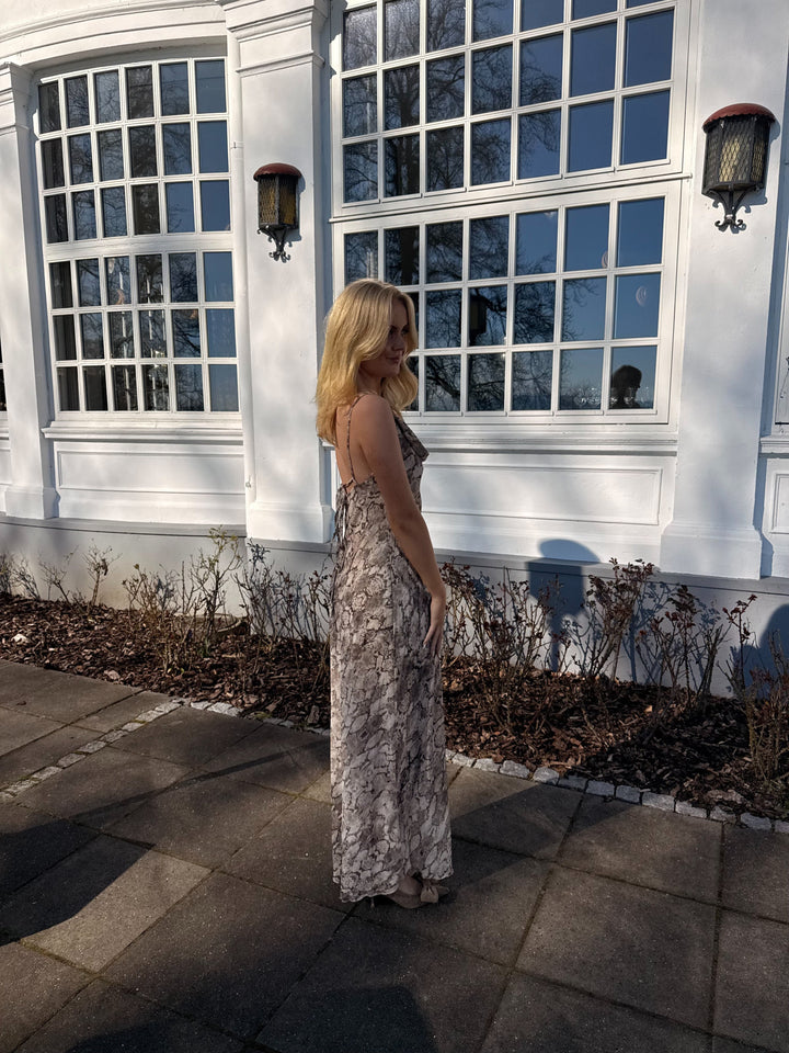 Cindy Maxi Dress - Beige Snake