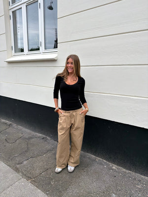 Nora Cotton Twill Pants Petit - Dark Beige