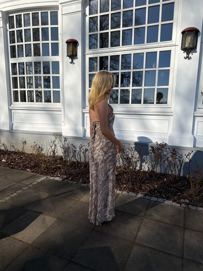 Cindy Maxi Dress - Beige Snake