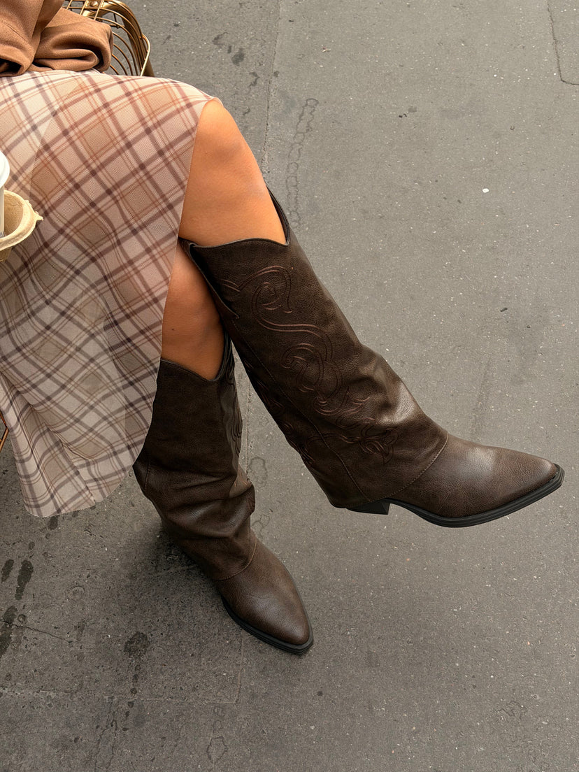 Sofia Cowboy Boots - Dark Brown