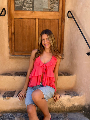 Merle Frill Singlet - Coral