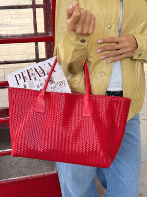 Noa Braided Bag - Rose Red