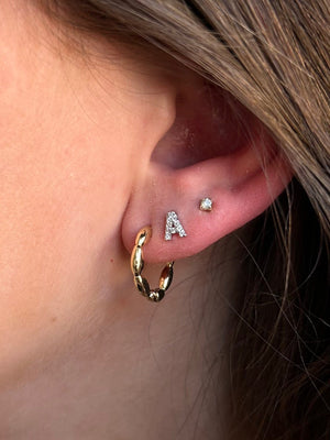 Letter Mini Earrings - Silver Plated