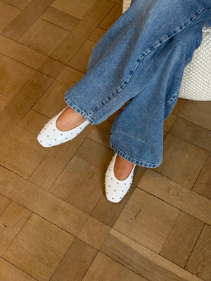 Emma Stud Ballerina - Beige