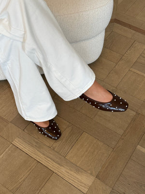 Emma Stud Ballerina - Dark Brown