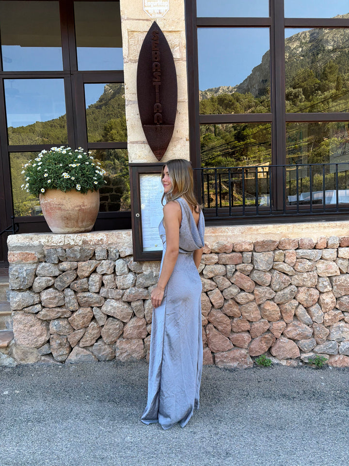 Rosa Waterfall Maxi Dress - Grey