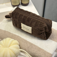 Velvet Makeup Bag Small - Dark Brown