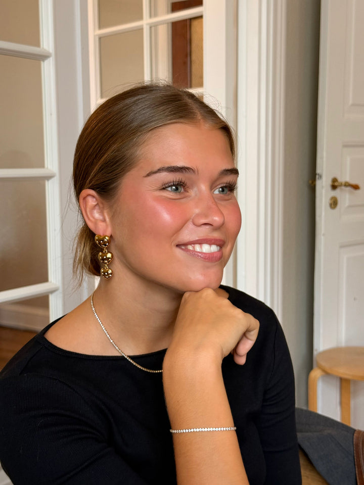 Melanie 3 Heart Earrings - Gold