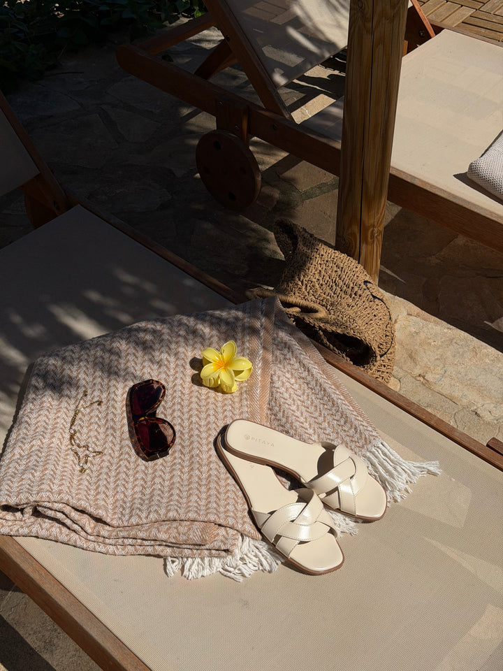 Trine Crossed Flats - Beige