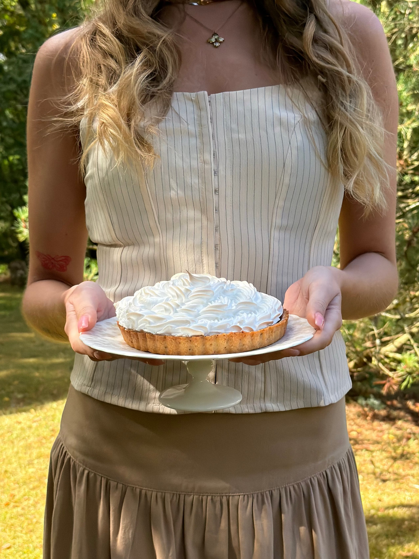 Petra Bow Top - Cream White Pinstripe