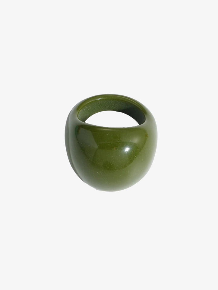 Lisa Round Chunky Ring - Forest Green
