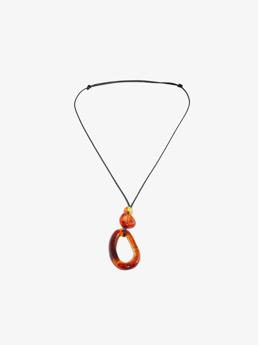 Polly Oval Cord Necklace - Dark Amber Brown