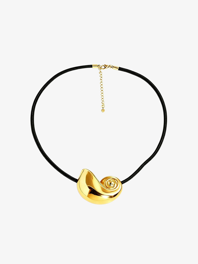 Signe Shell Cord Necklace - Gold Plated