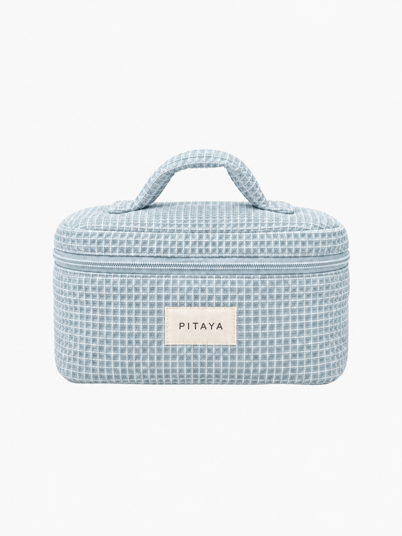 Large Waffle Makeup Bag - Baby Blue