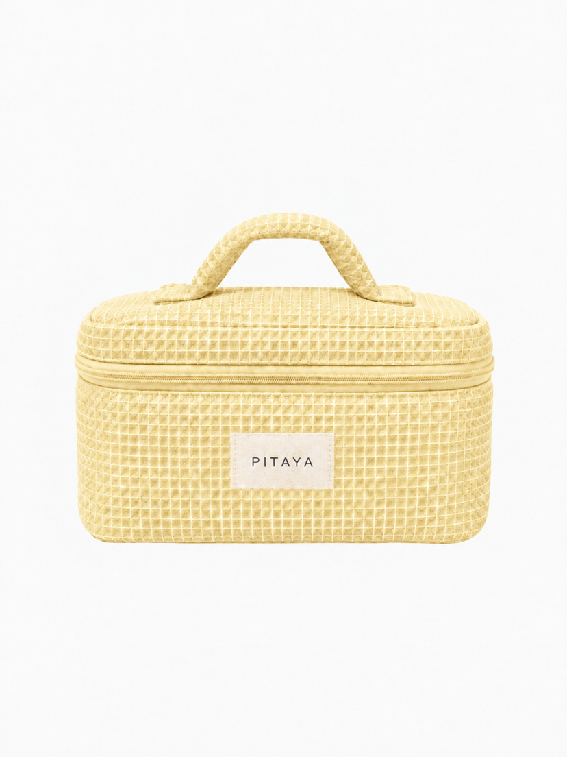 Large Waffle Makeup Bag - Light Yellow