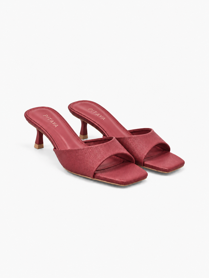 Lea Slip On Kitten Heels - Burgundy