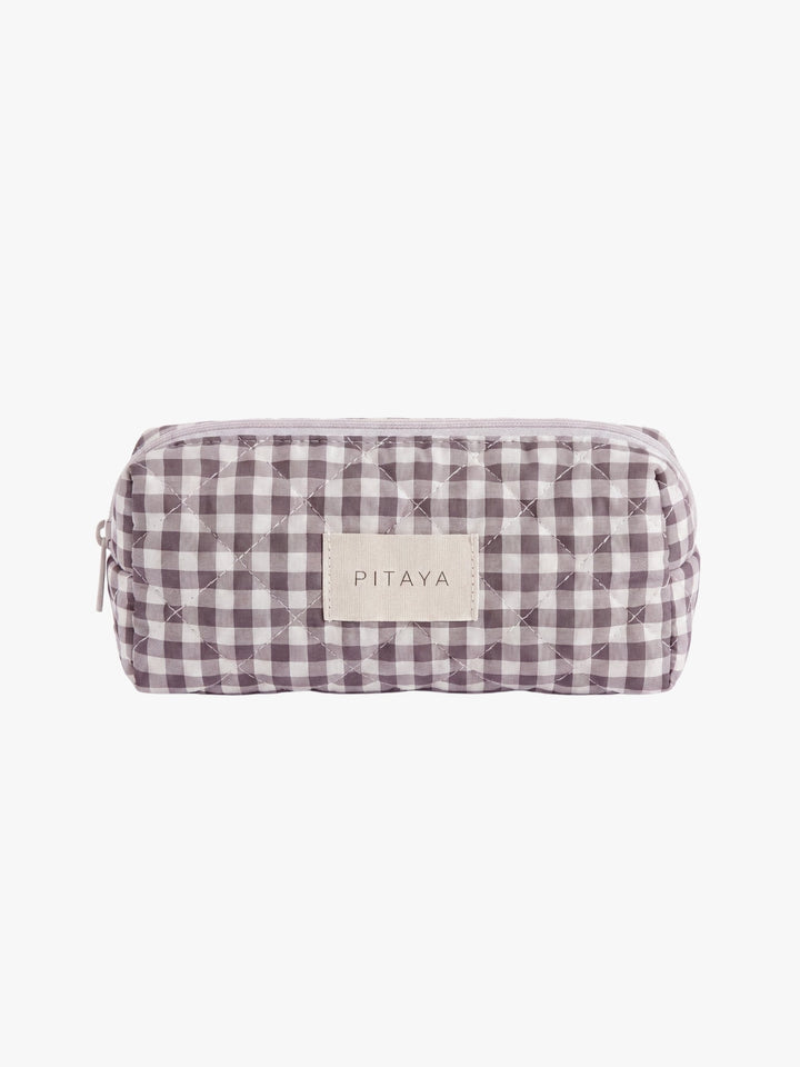 Small Makeup Bag - Espresso Brown Check