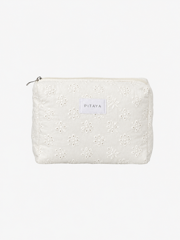 Medium Makeup Bag - White Broderie Anglaise