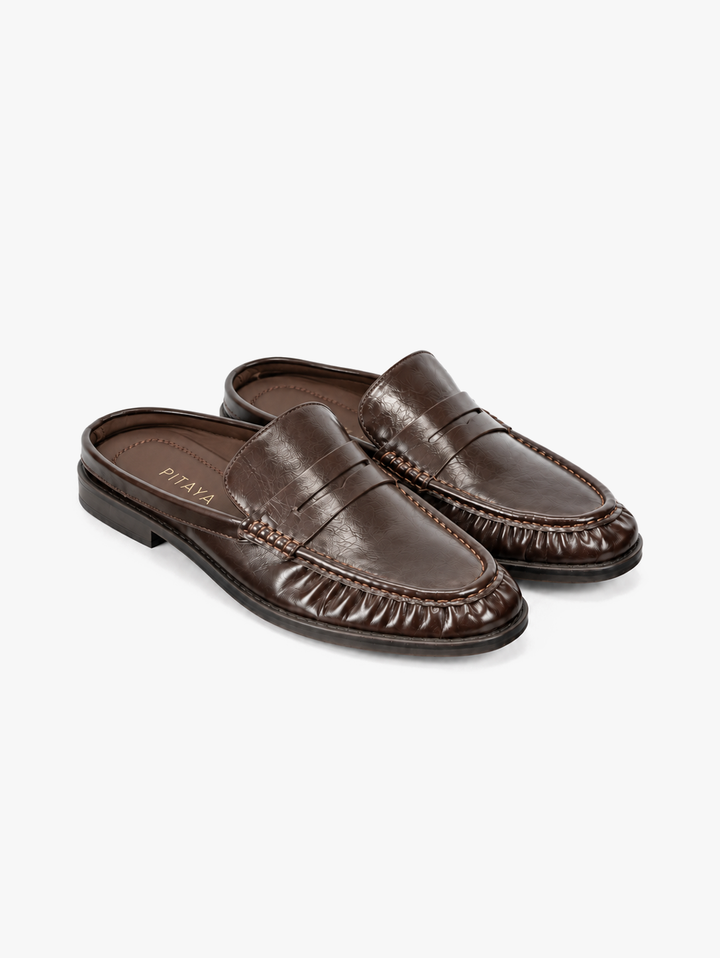Melinda Mule Loafers - Shiny Dark Brown