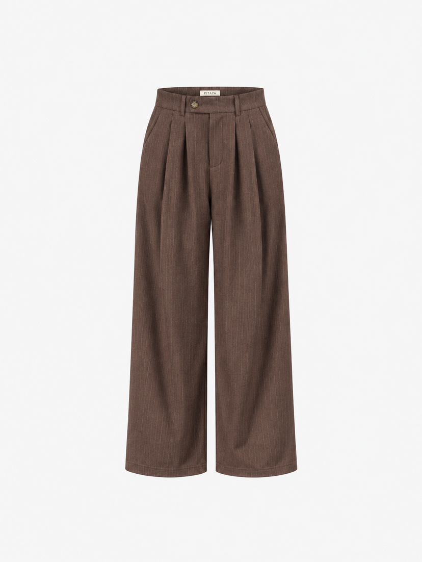 Nora Pants - Cocoa Brown Pinstripe