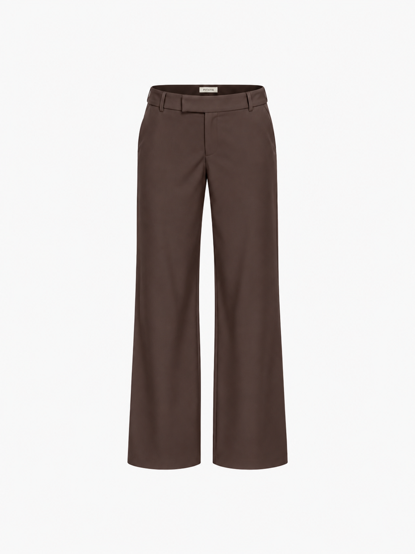 Nora Low Waist Pants - Dark Brown