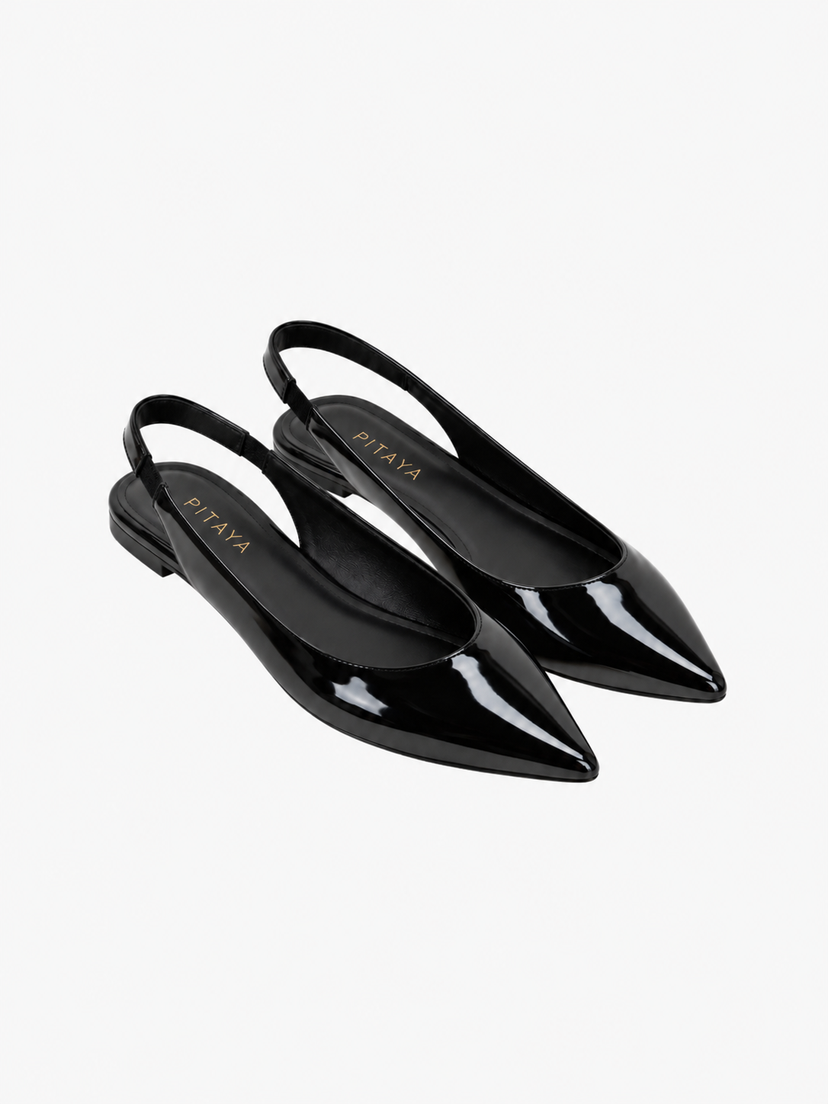 Patricia Slingback Ballerina - Shiny Black