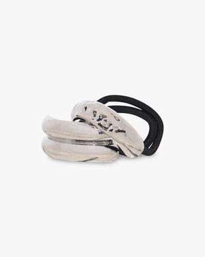 Silvia 2-Pack Elastic Hair Tie - Silver