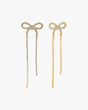 Daisy Bow Glitter Earrings - Gold Plated