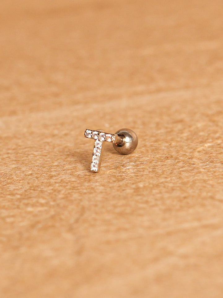 Letter Mini Earrings - Silver Plated