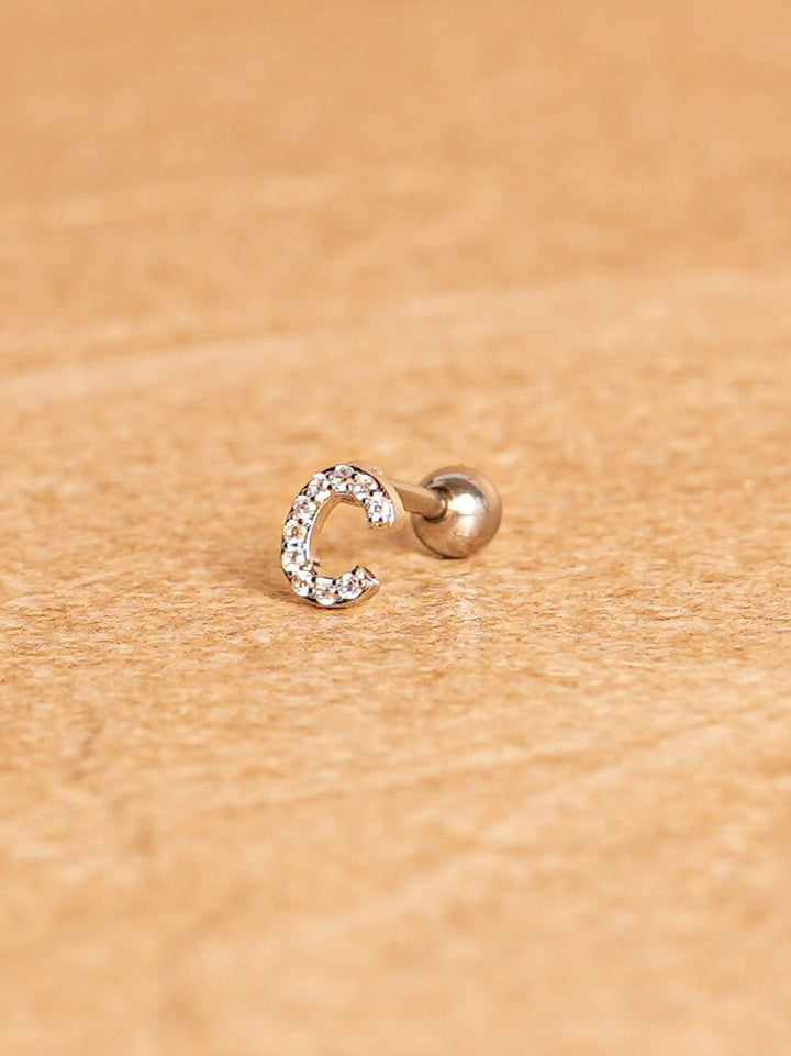 Letter Mini Earrings - Silver Plated