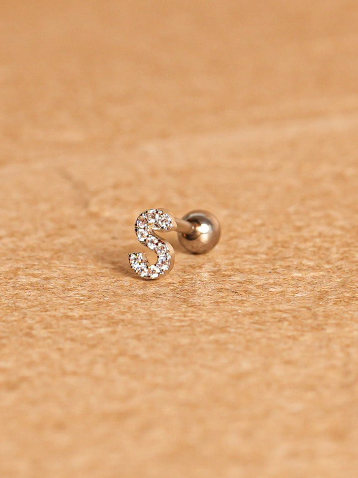 Letter Mini Earrings - Silver Plated