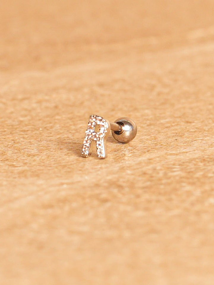 Letter Mini Earrings - Silver Plated