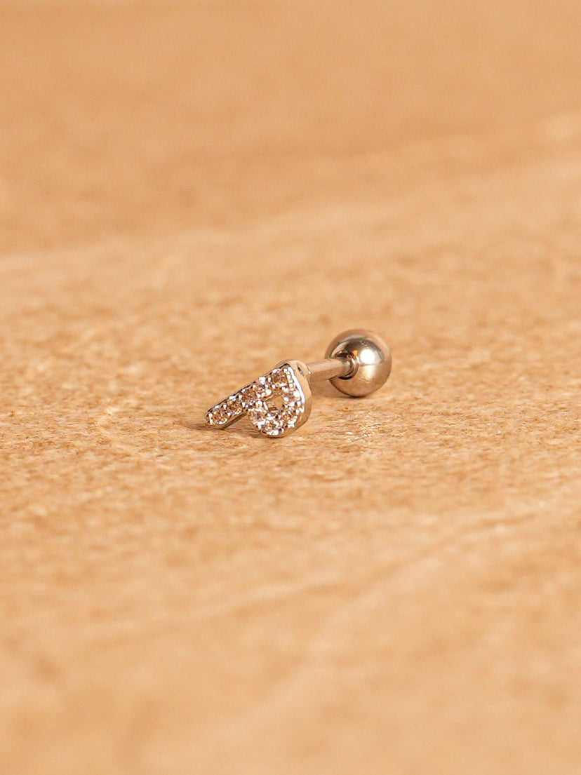 Letter Mini Earrings - Silver Plated