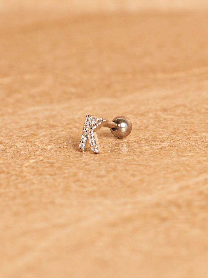 Letter Mini Earrings - Silver Plated