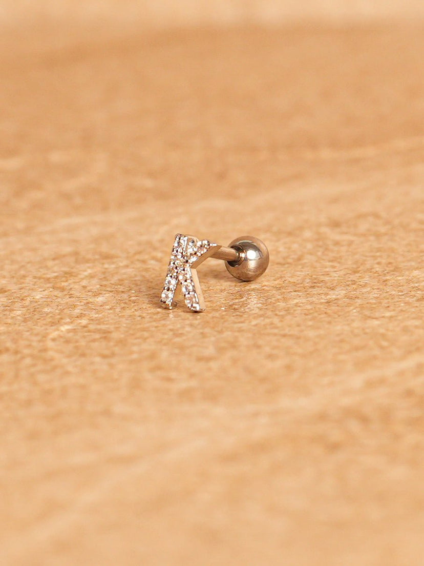 Letter Mini Earrings - Silver Plated