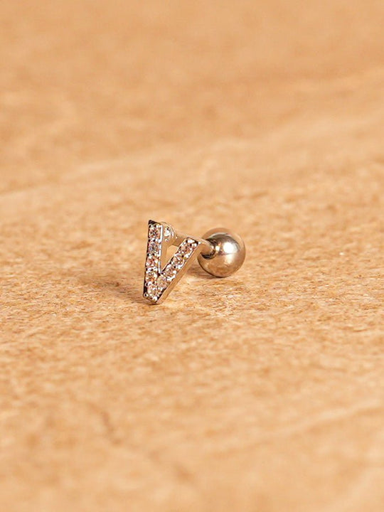 Letter Mini Earrings - Silver Plated