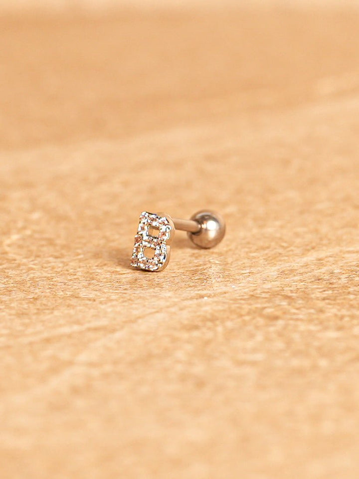 Letter Mini Earrings - Silver Plated
