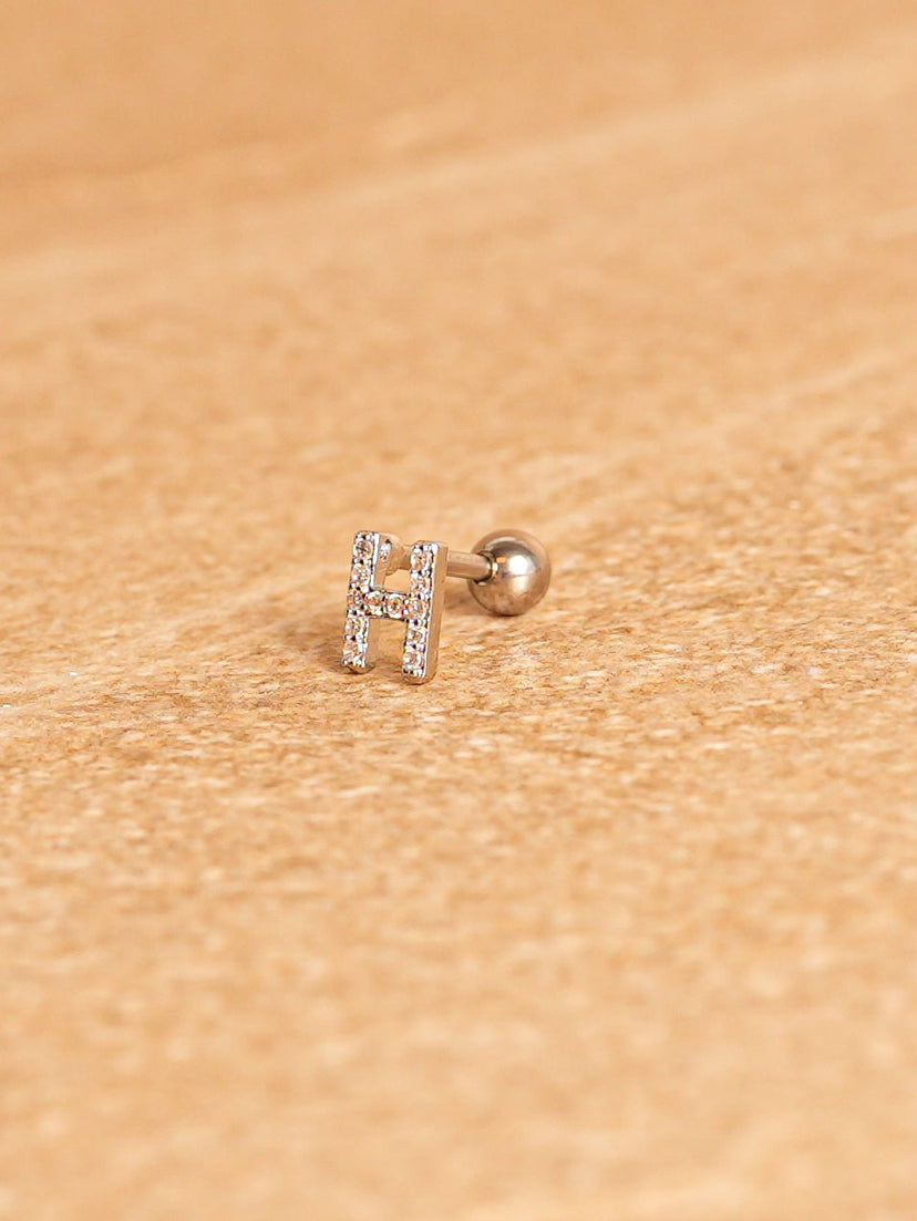 Letter Mini Earrings - Silver Plated