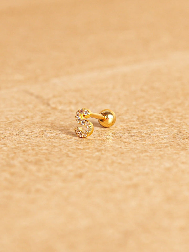 Letter Mini Earrings - Gold Plated