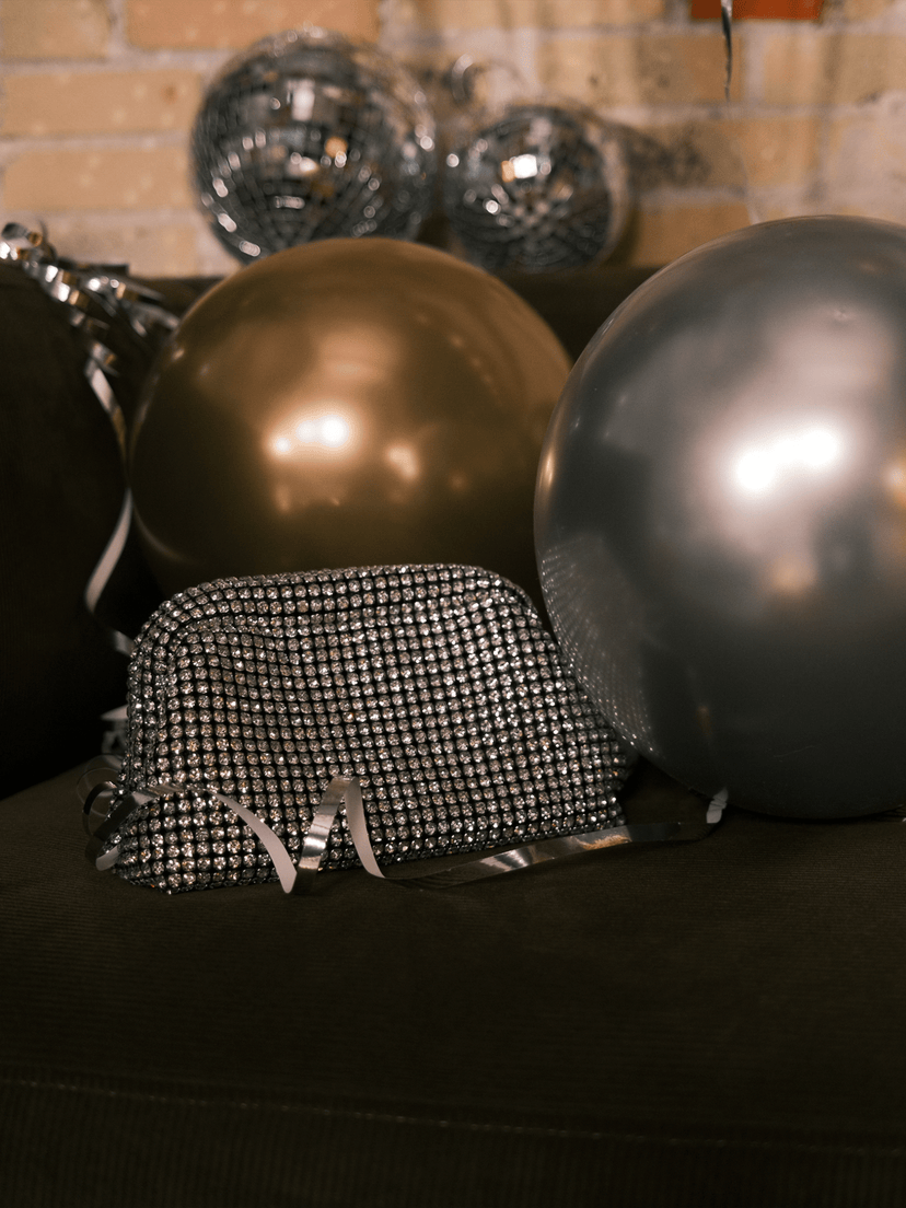 Lulu Glitter Clutch - Silver