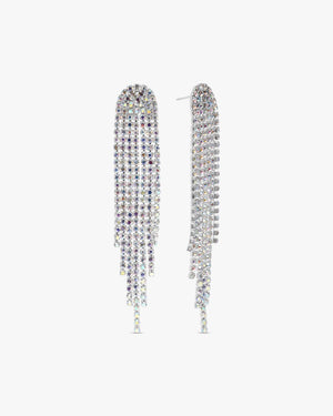 Nanna Long Glitter Earrings - Silver Plated