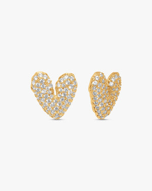 Sigga Glitter Heart Earrings - Gold Plated